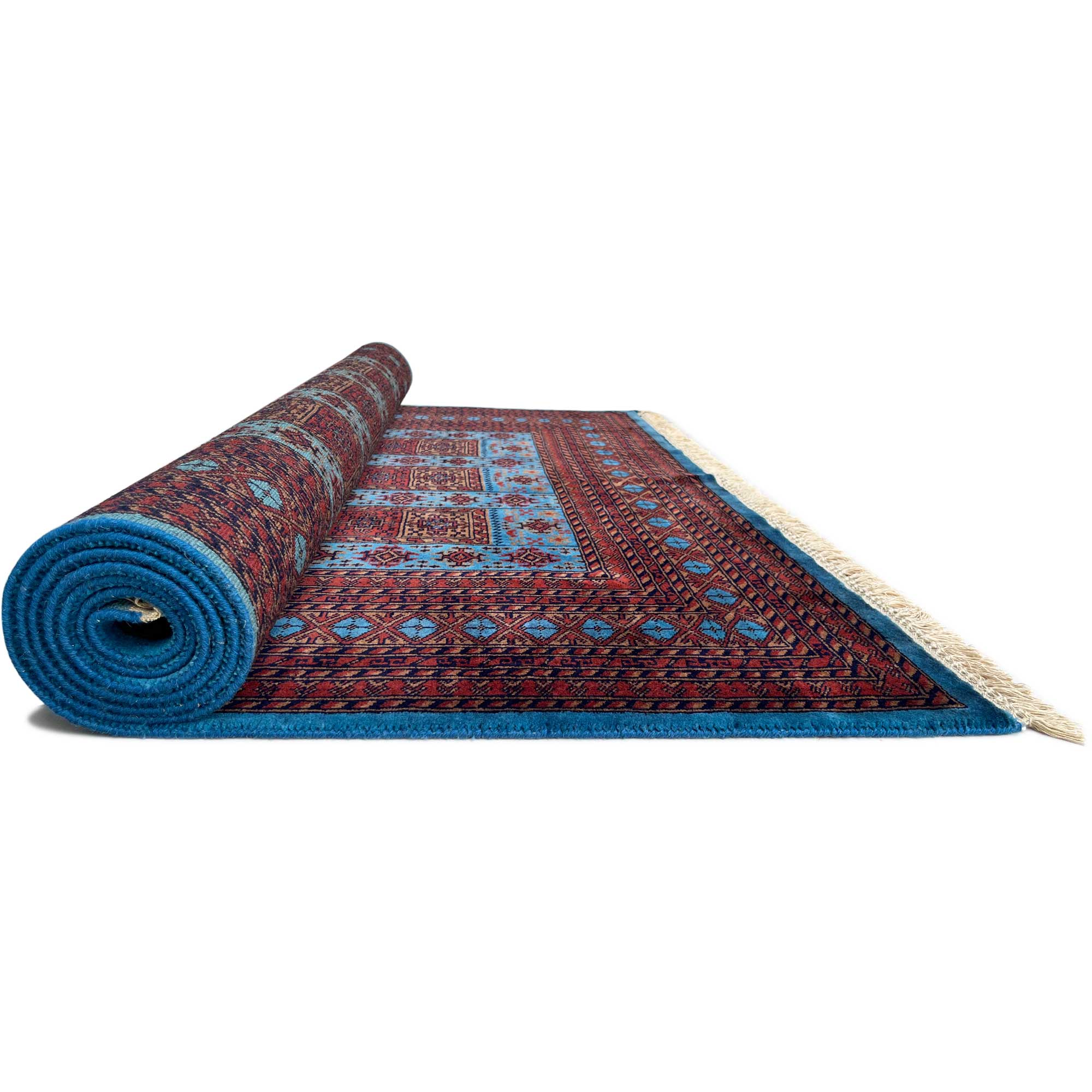 6x9 ft Hand Knotted Woolen Rug Dubba Blue - Image 3