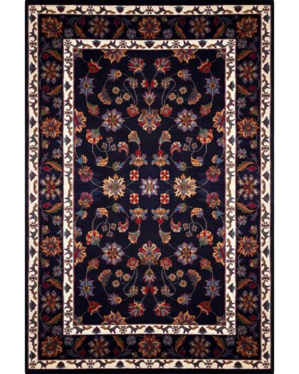 6x9 Handmade Hand Knotted Wool Carpet Floral Black