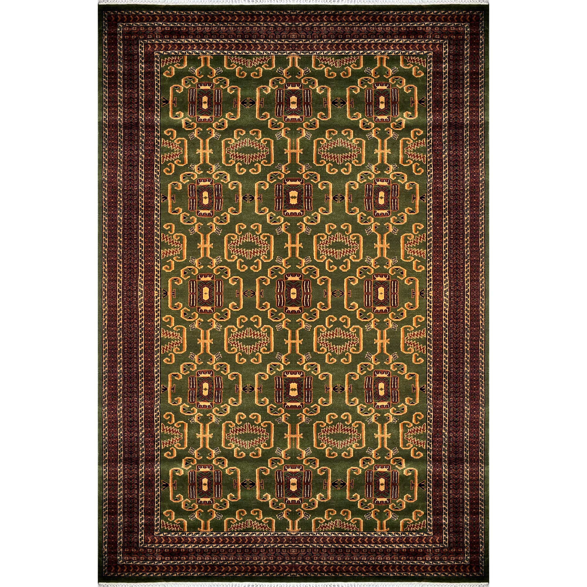 6x9 ft Hand Knotted Woolen Rug Palace Green