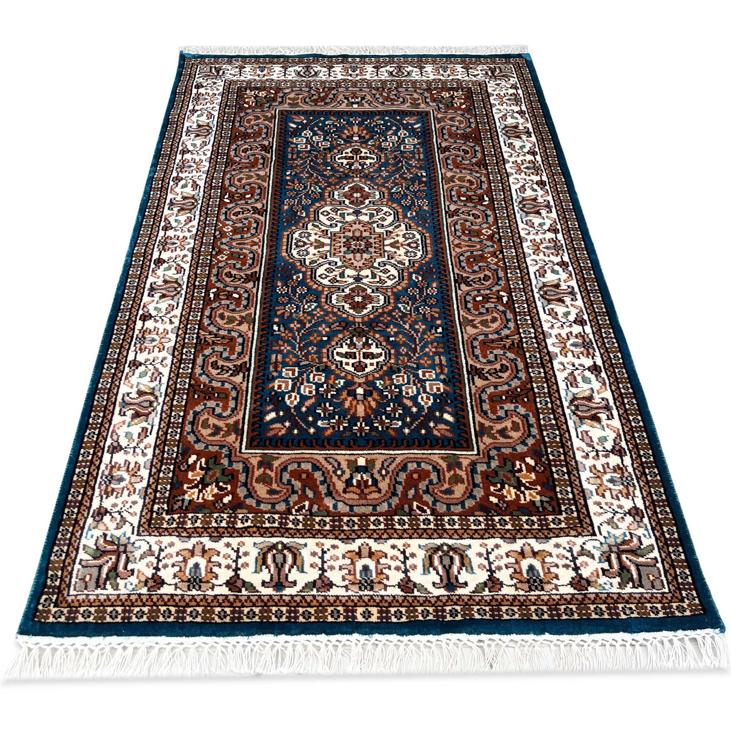 Handmade Hand-Knotted Wool Area carpet, Blue, Traditional Oriental Style, 3x5 Ft - Image 6