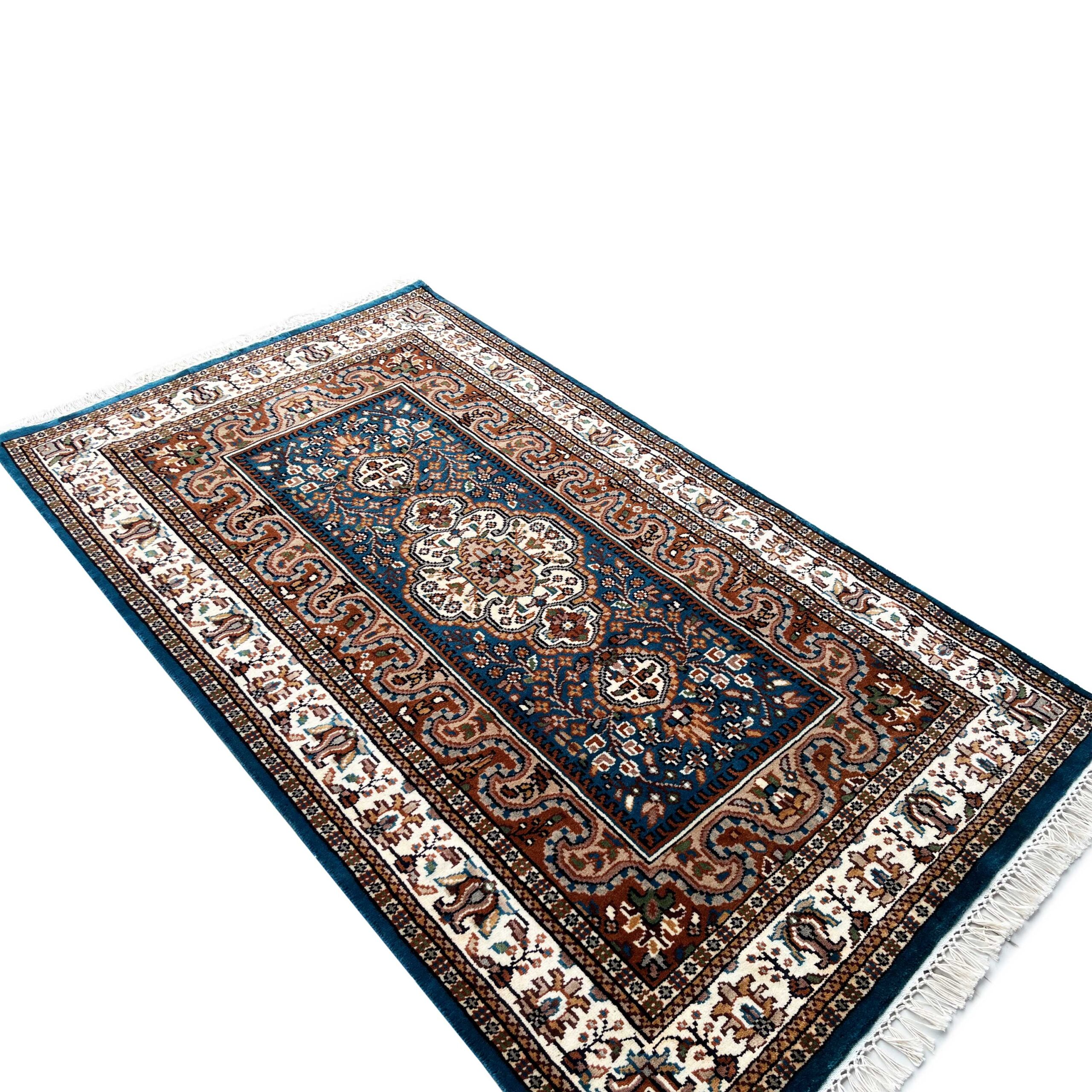 Handmade Hand-Knotted Wool Area carpet, Blue, Traditional Oriental Style, 3x5 Ft - Image 5