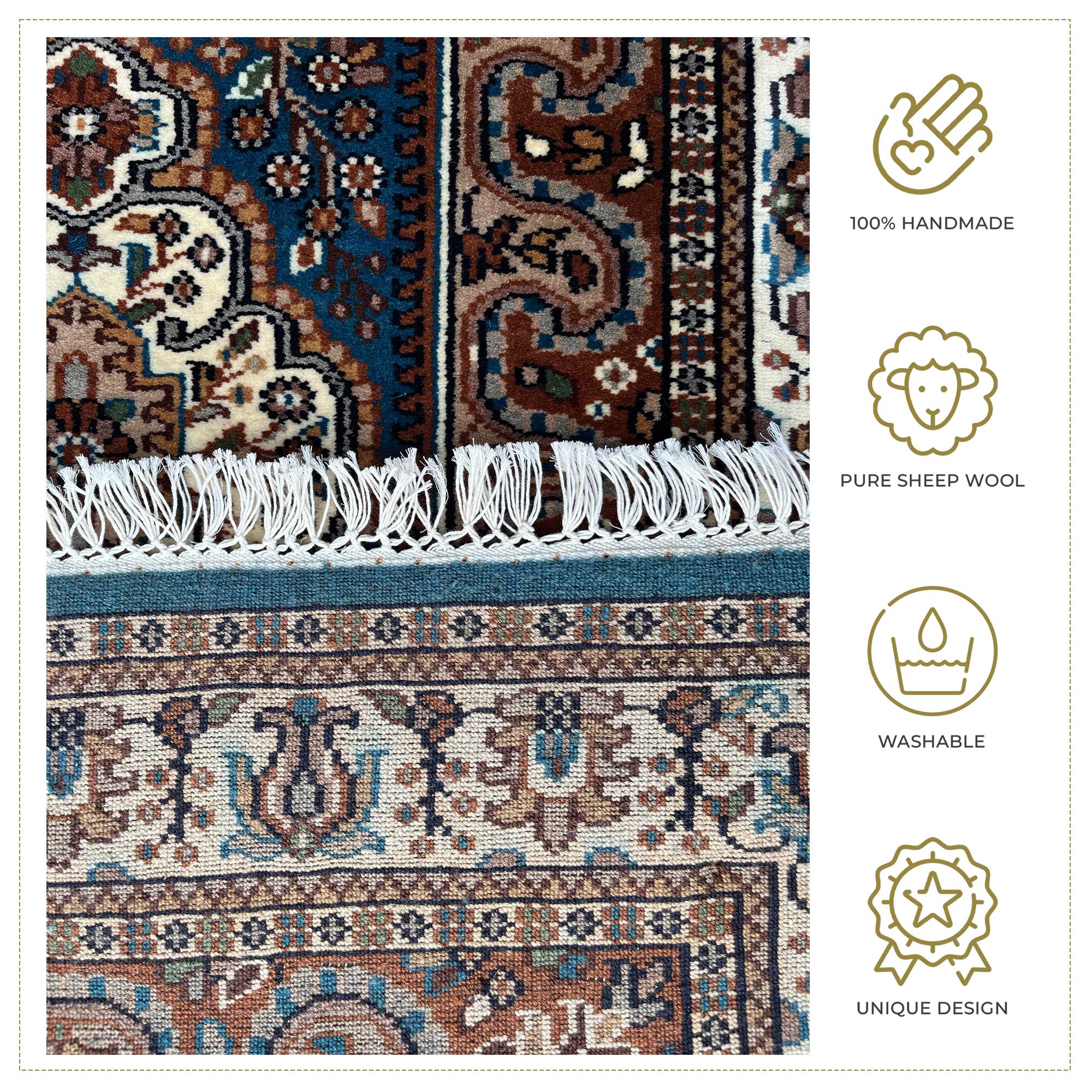 Handmade Hand-Knotted Wool Area carpet, Blue, Traditional Oriental Style, 3x5 Ft - Image 4