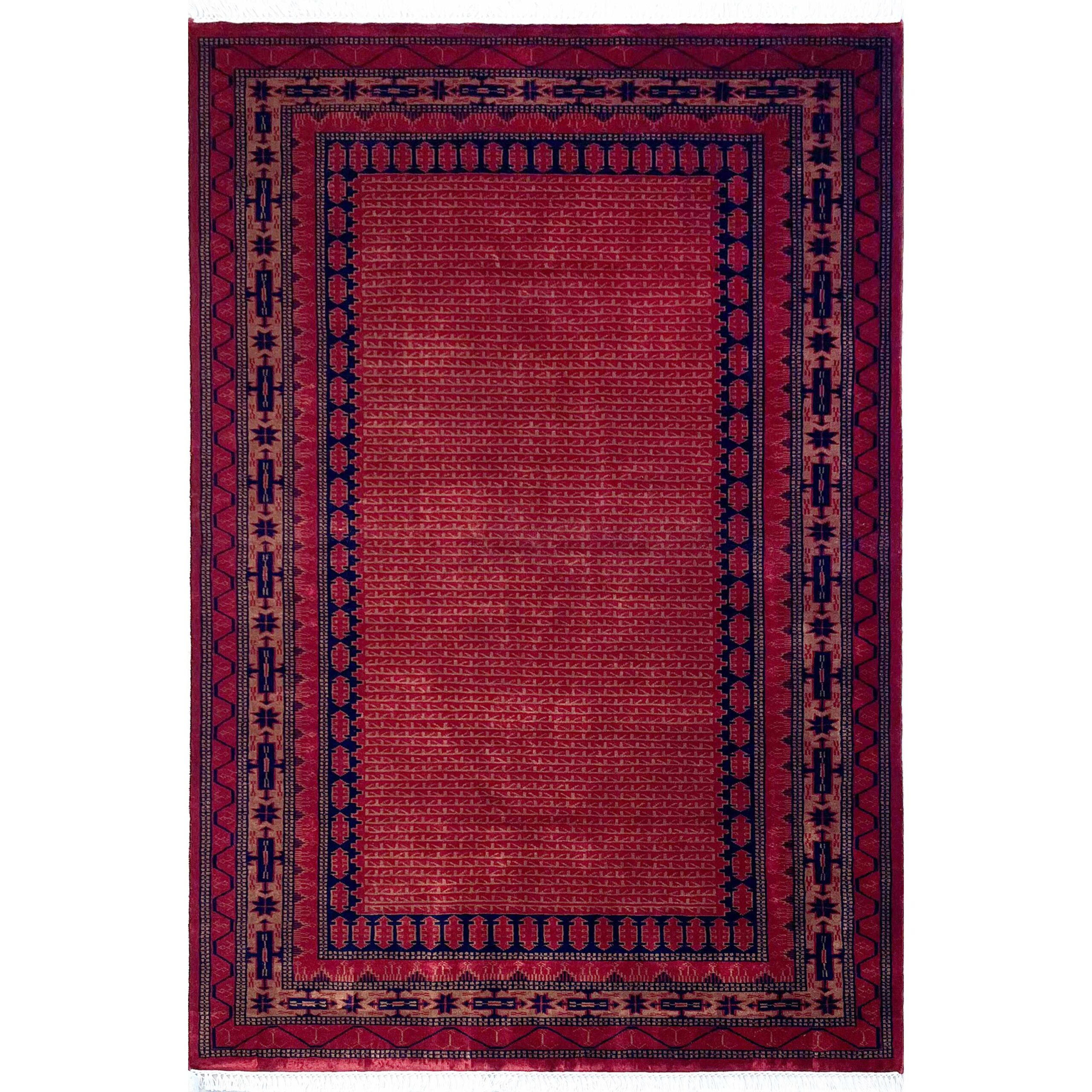 Handmade Hand Knotted Wool Area carpet, Red, Traditional Kanta Style, 5x7 ft