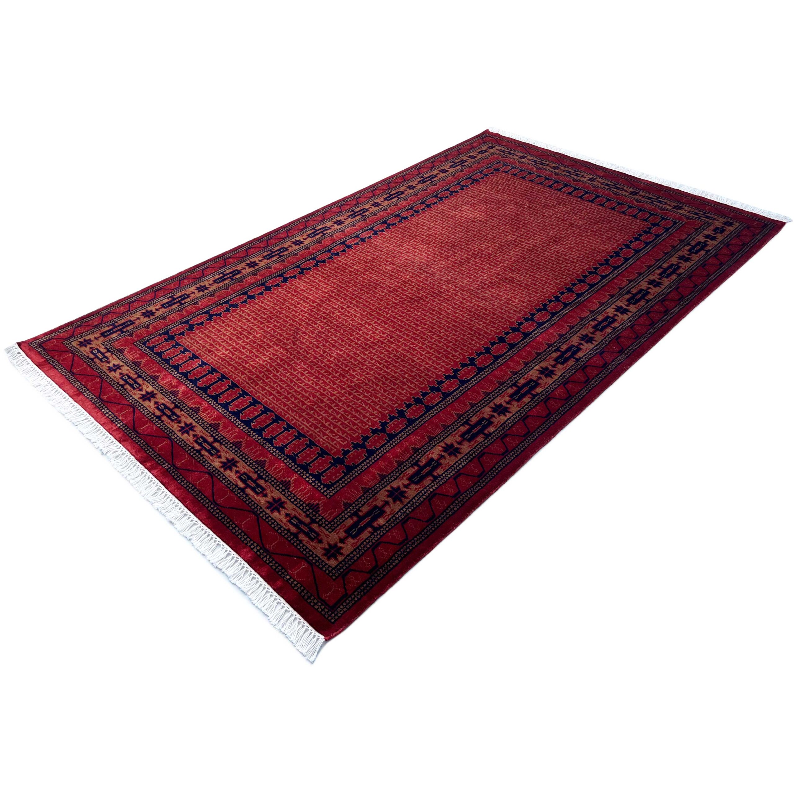 Handmade Hand Knotted Wool Area carpet, Red, Traditional Kanta Style, 5x7 ft - Image 5