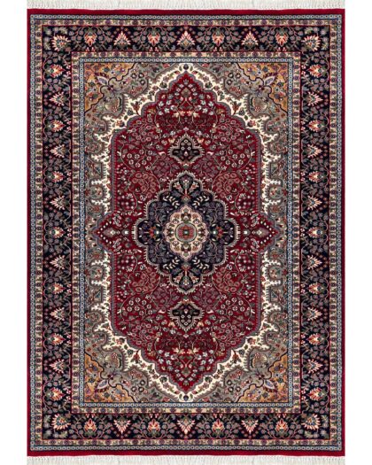 Traditional Indo Style Area carpet, Red, Hand Knotted Wool, 5x7 ft, Medallion Design