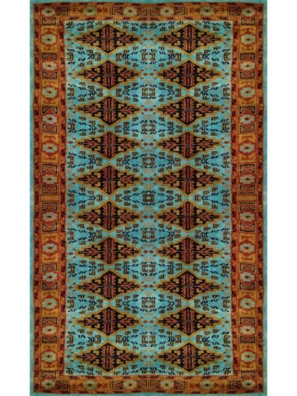3×5 Ft Hand Knotted Tribal Wool Carpet Turquoise