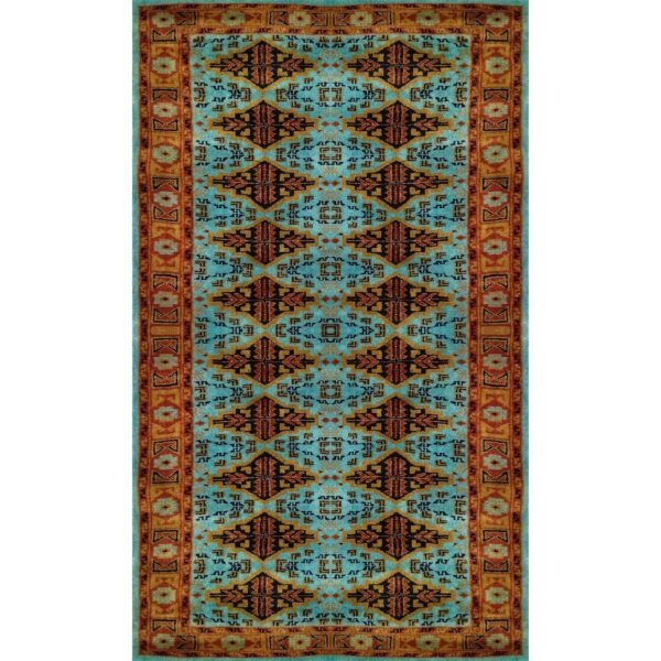 3×5 Ft Hand Knotted Tribal Wool Carpet Turquoise