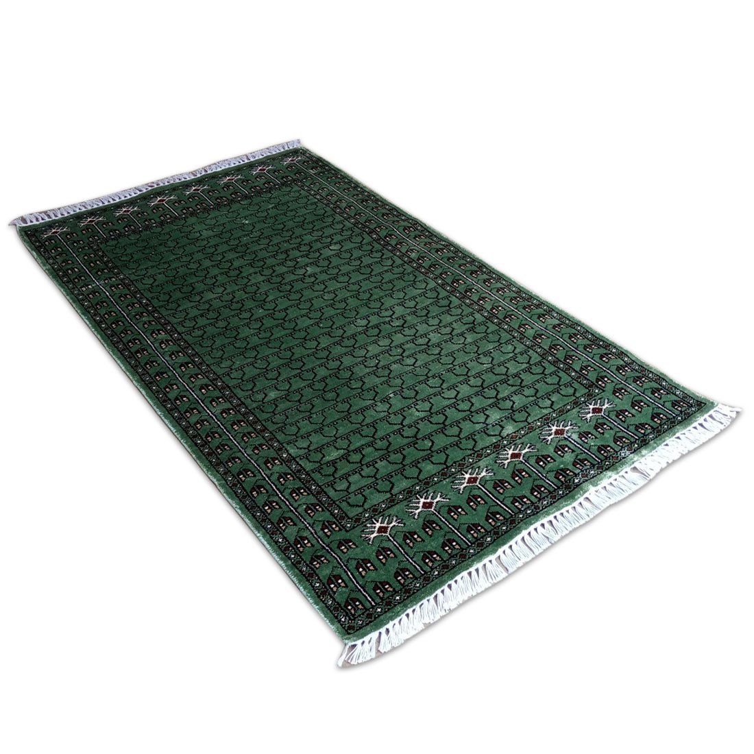 3x5 Feet Green Hand Knotted Parda Carpet Green Lite - Image 3
