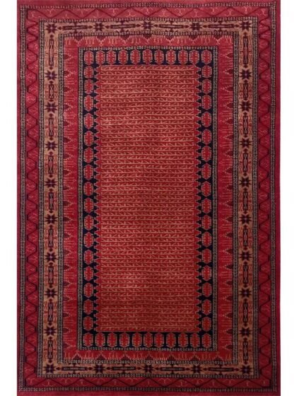 4×6 Feet Red Hand Knotted Wool Carpet Kanta