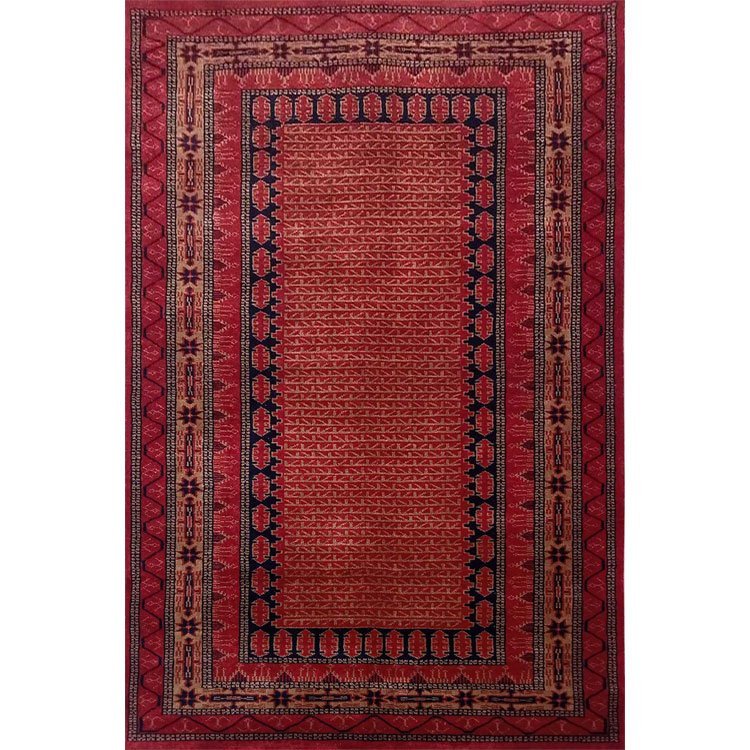 4×6 Feet Red Hand Knotted Wool Carpet Kanta