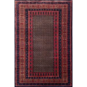 4×6 Feet Black Hand Knotted Wool Carpet Kanta