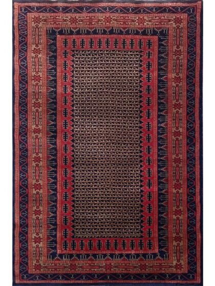 4×6 Feet Black Hand Knotted Wool Carpet Kanta