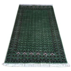 3x5 Feet Green Hand Knotted Parda Carpet Green Lite