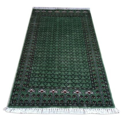 3x5 Feet Green Hand Knotted Parda Carpet Green Lite