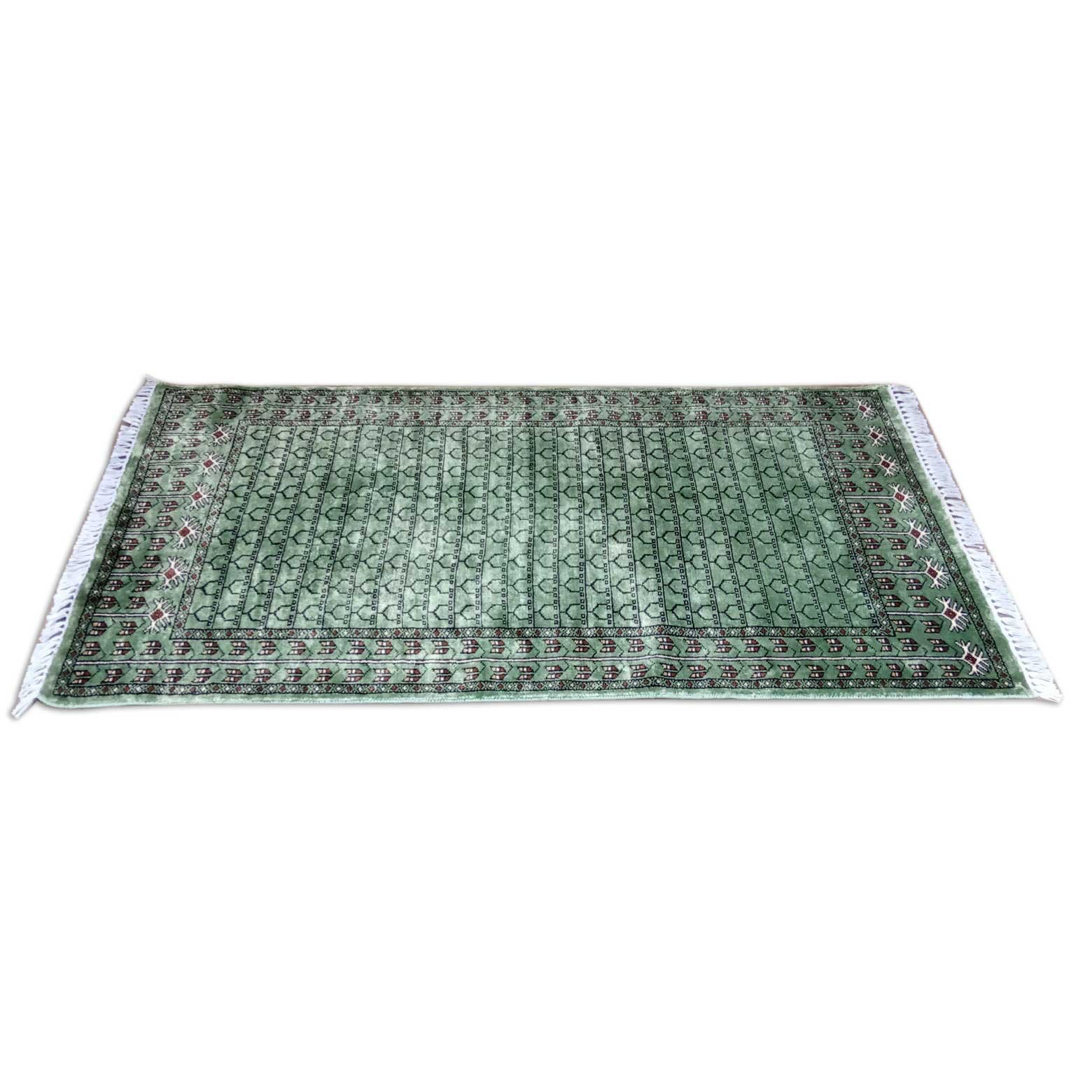 3x5 Feet Green Hand Knotted Parda Carpet Green Lite - Image 2