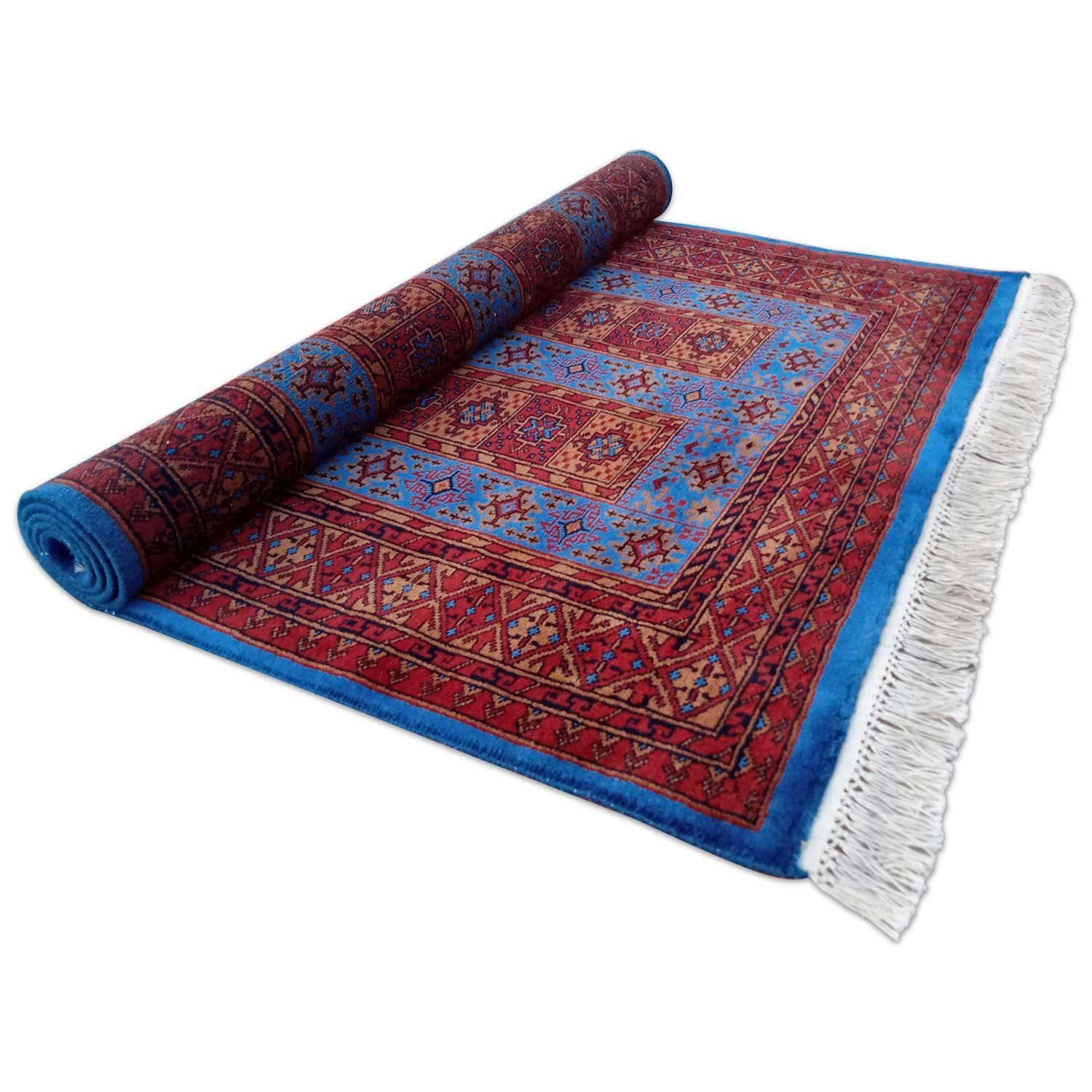 4x6 Ft Royal Blue Hand Knotted Dubba Carpet Wool - Image 5
