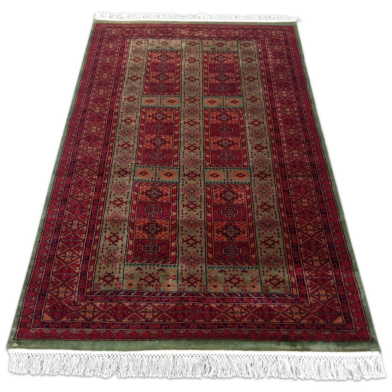 4×6 Feet Green Hand Knotted Dubba Carpet - Image 2
