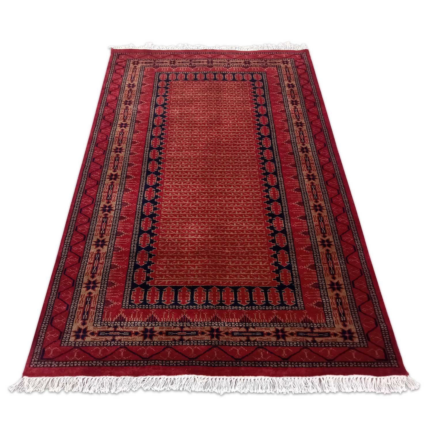 4×6 Feet Red Hand Knotted Wool Carpet Kanta - Image 2