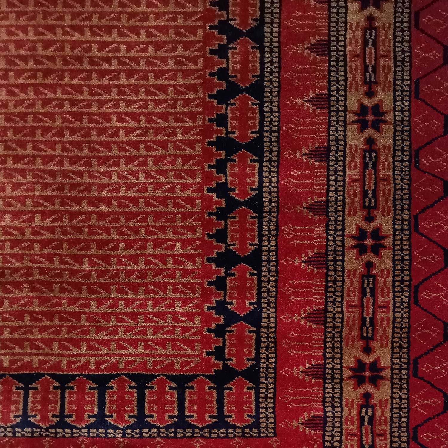 4×6 Feet Red Hand Knotted Wool Carpet Kanta - Image 4