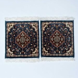 1.5x1.5 ft Hand Knotted Woolen Carpet Persian Blue