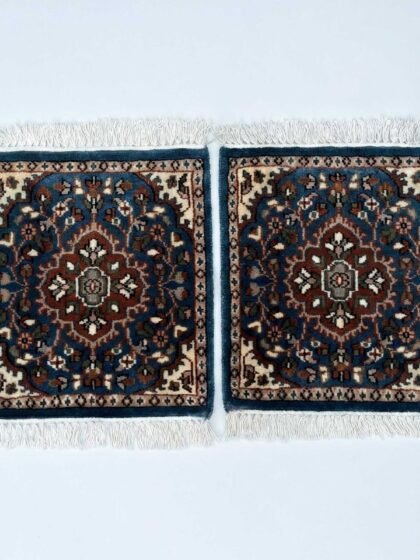 1.5x1.5 ft Hand Knotted Woolen Carpet Persian Blue