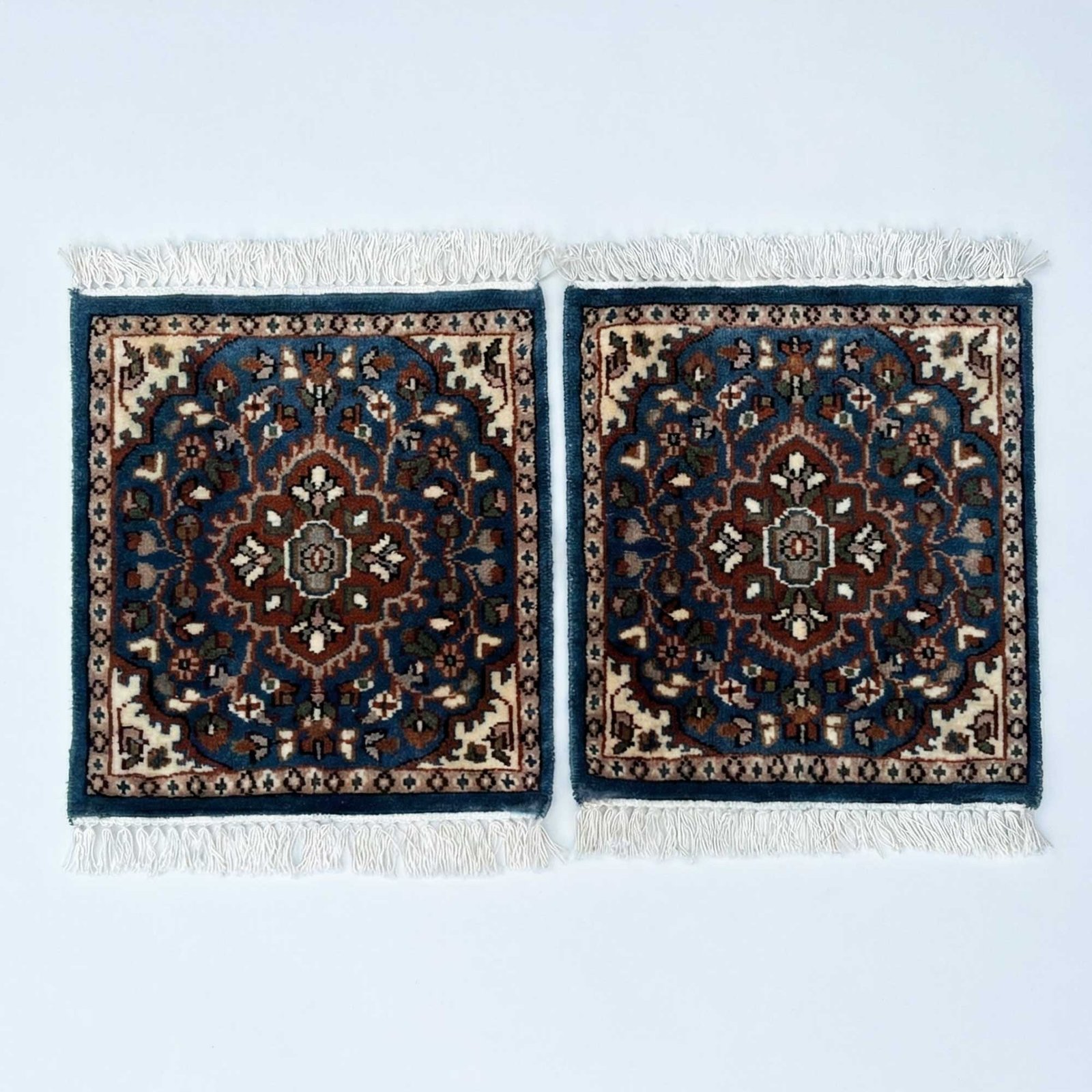 1.5x1.5 ft Hand Knotted Woolen Carpet Persian Blue