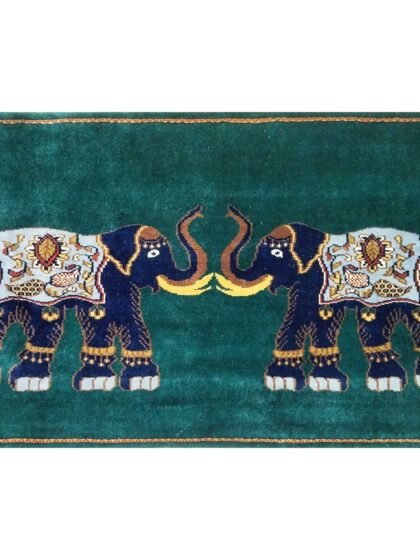 5x3 Ft Handmade Royal Green Elephant Wool Carpet