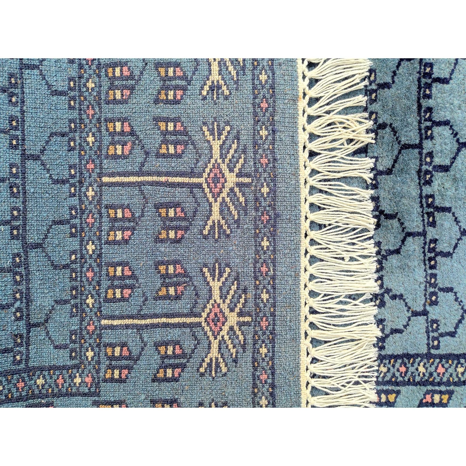 2.5x10 Feet Hand Knotted Blue Wool Carpet - Image 2