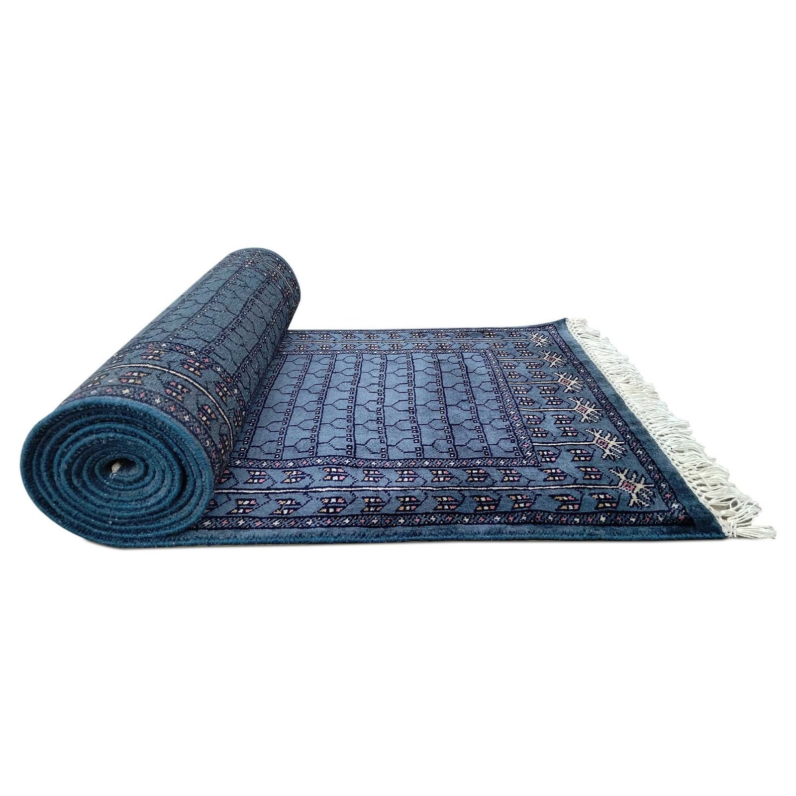 2.5x10 Feet Hand Knotted Blue Wool Carpet - Image 4