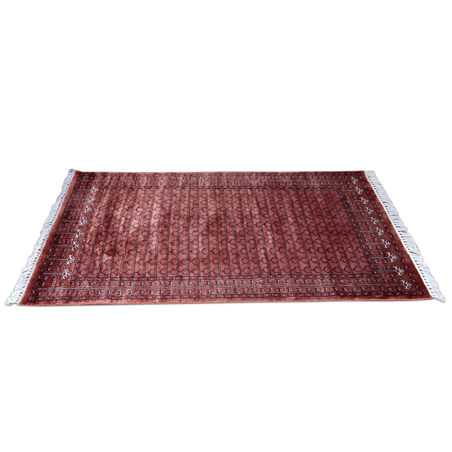 3×5 Feet Hand Knotted Peach Carpet Bamboo Silk Bamboo Silk - Image 3