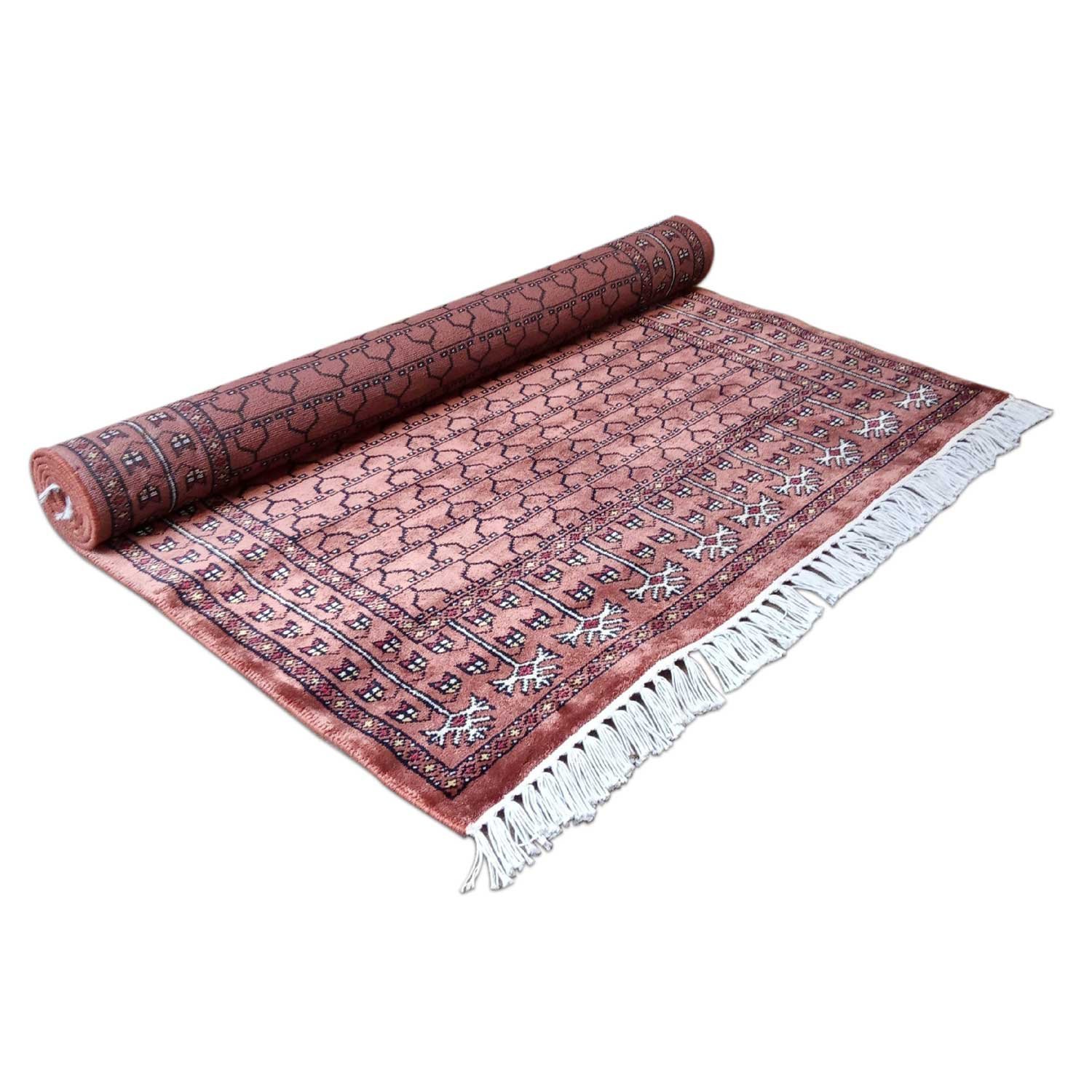 3×5 Feet Hand Knotted Peach Carpet Bamboo Silk Bamboo Silk - Image 5