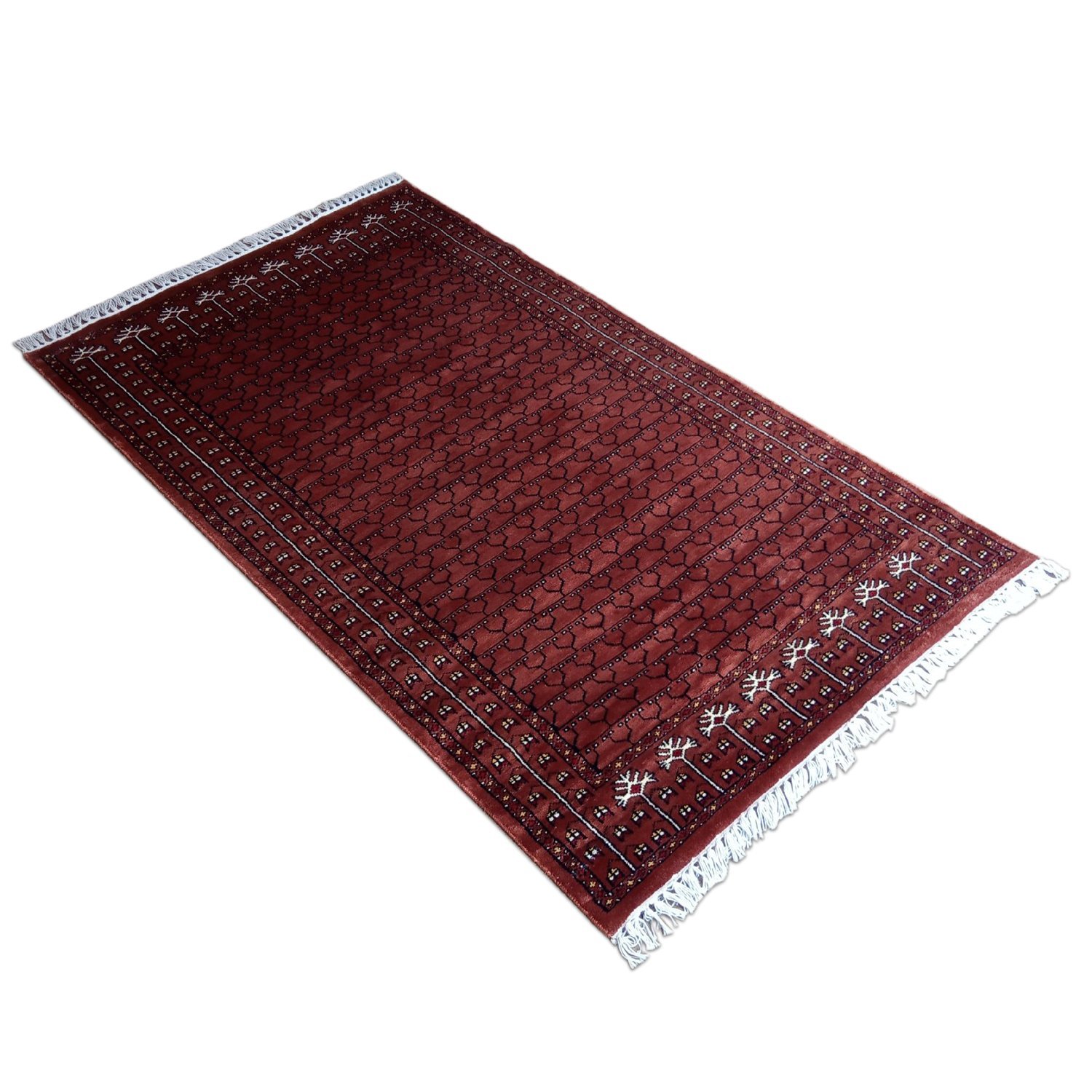 3×5 Feet Hand Knotted Peach Carpet Bamboo Silk Bamboo Silk - Image 2