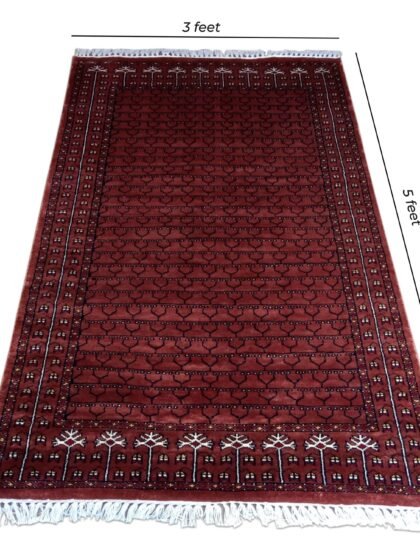 3×5 Feet Hand Knotted Peach Carpet Bamboo Silk Bamboo Silk