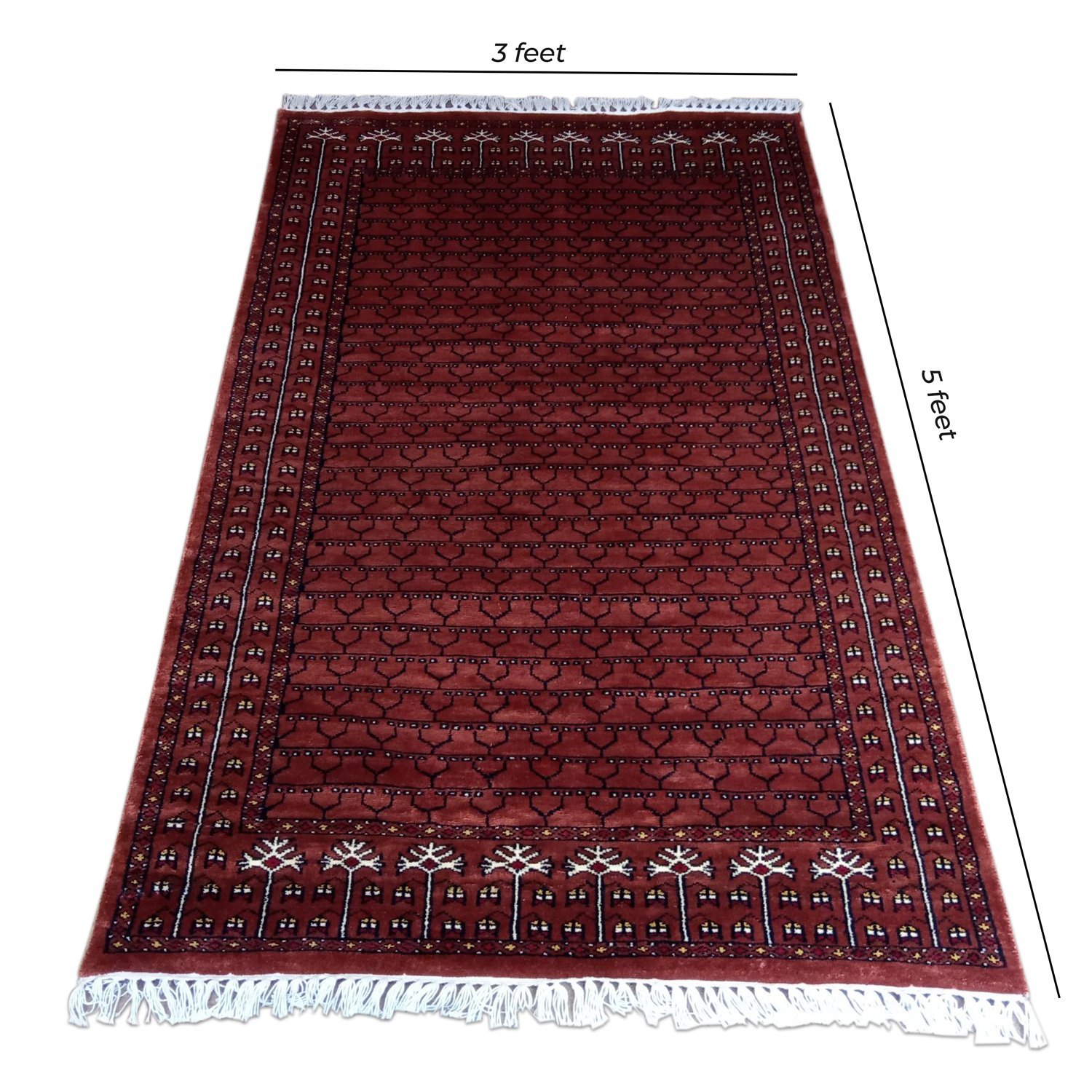 3×5 Feet Hand Knotted Peach Carpet Bamboo Silk Bamboo Silk