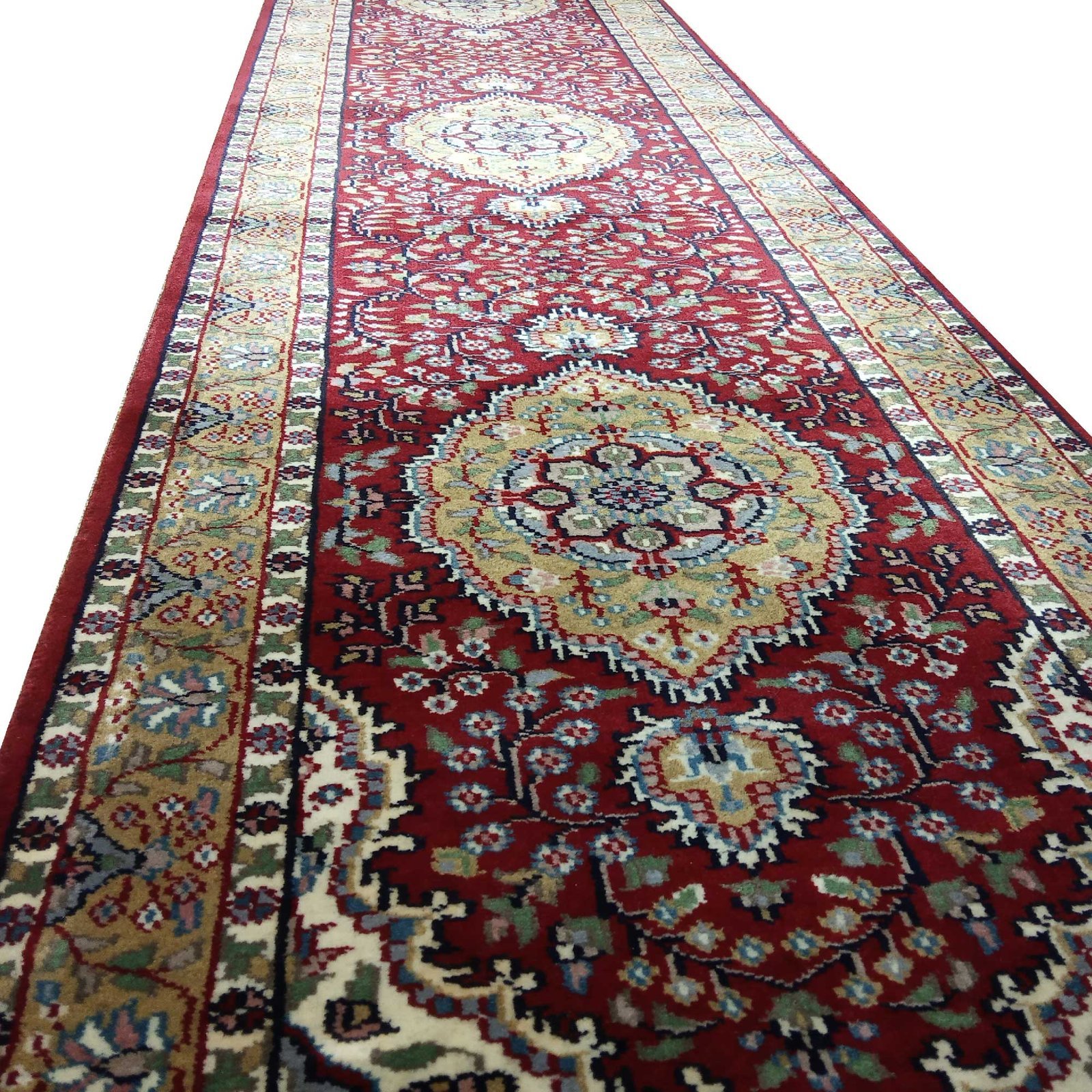 2.5x10 feet Hand Knotted Persian Wool Carpet Red - Image 4