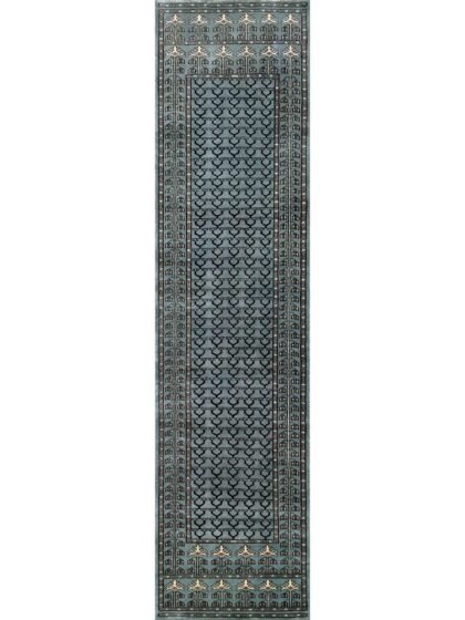 2.5x10 Feet Hand Knotted Wool Carpet Runner Gray