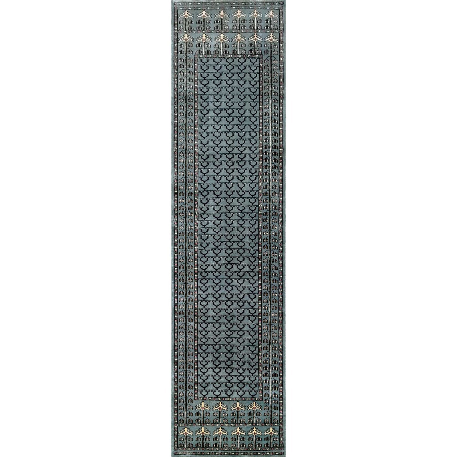 2.5x10 Feet Hand Knotted Wool Carpet Runner Gray