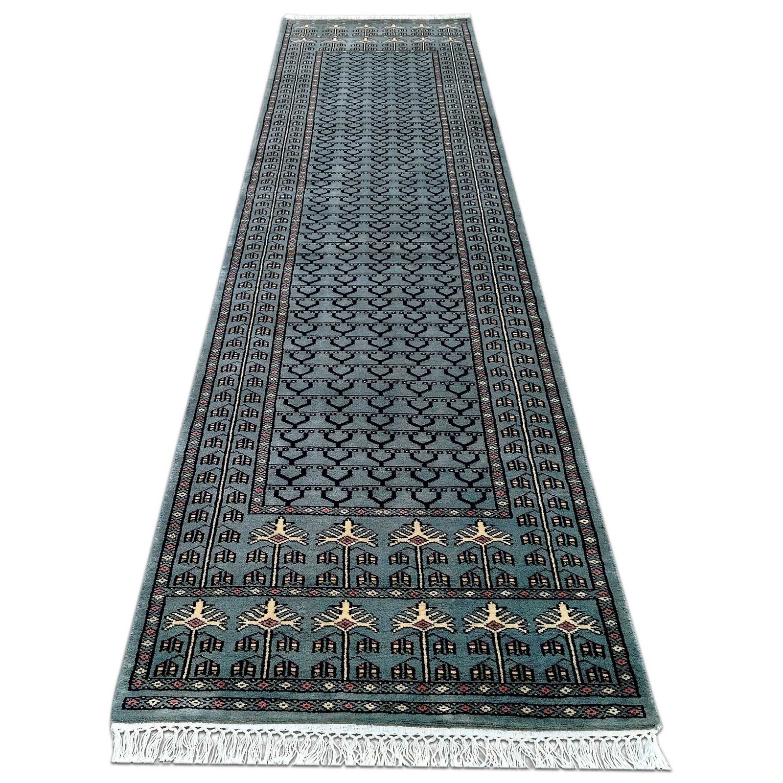 2.5x10 Feet Hand Knotted Wool Carpet Runner Gray - Image 2