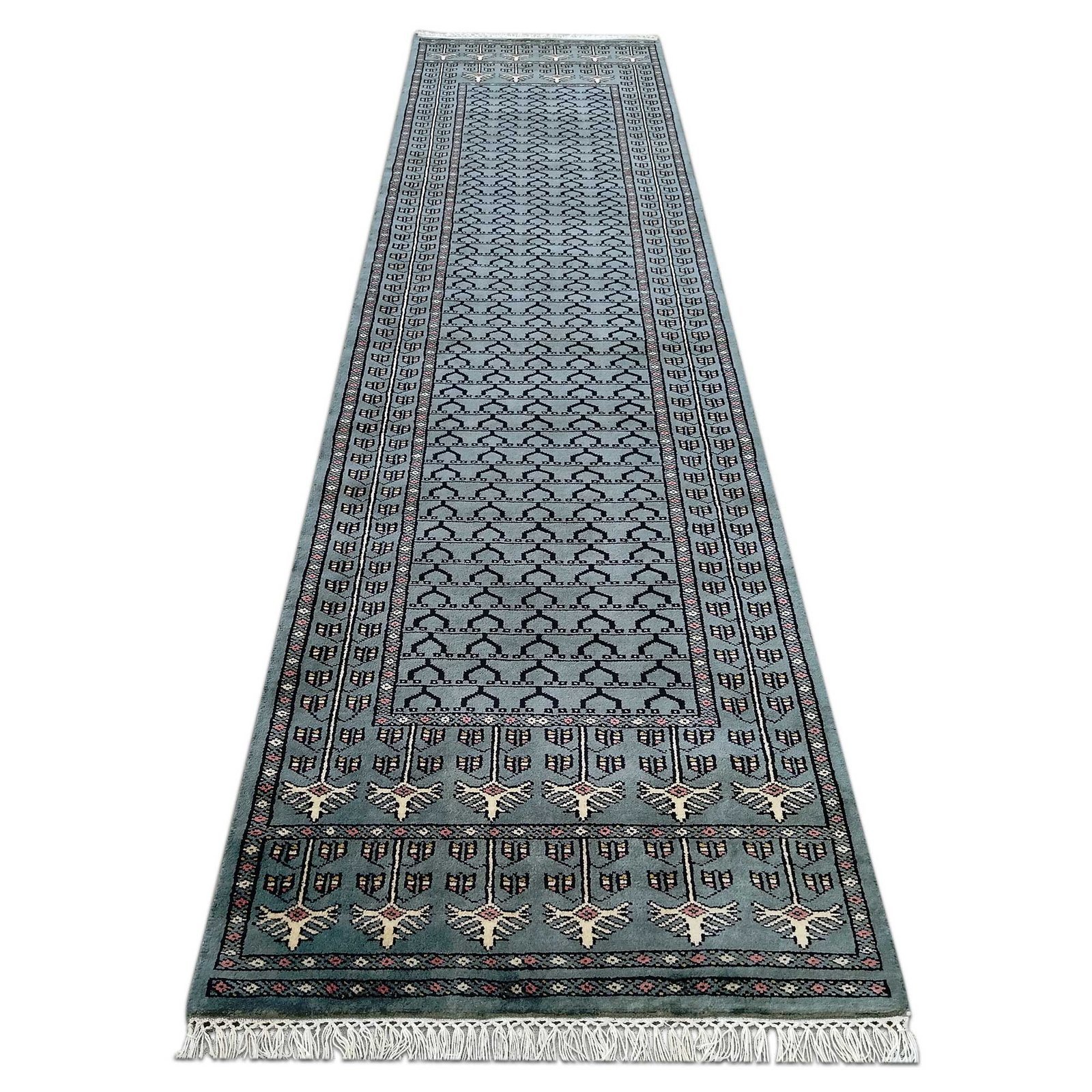 2.5x10 Feet Hand Knotted Wool Carpet Runner Gray - Image 4