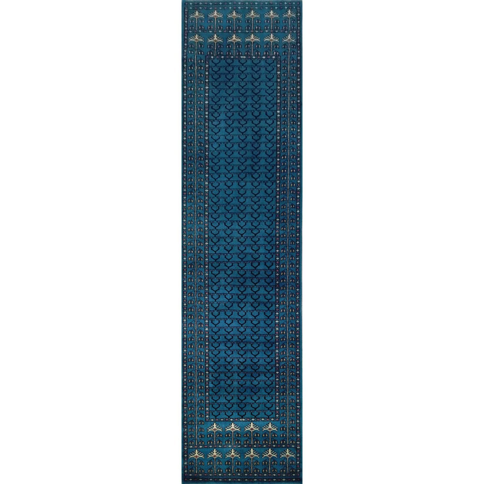 2.5x10 Feet Blue Runner Handmade Wool Carpet