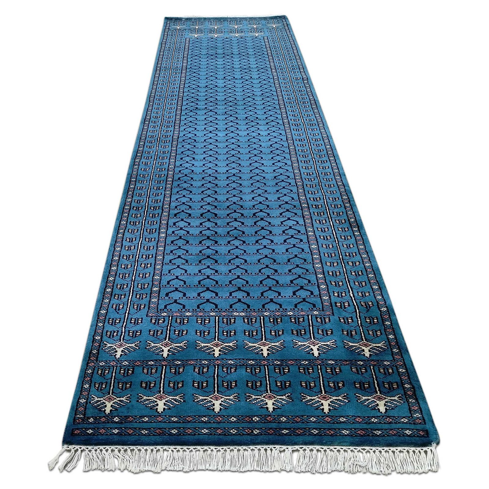 2.5x10 Feet Blue Runner Handmade Wool Carpet - Image 2
