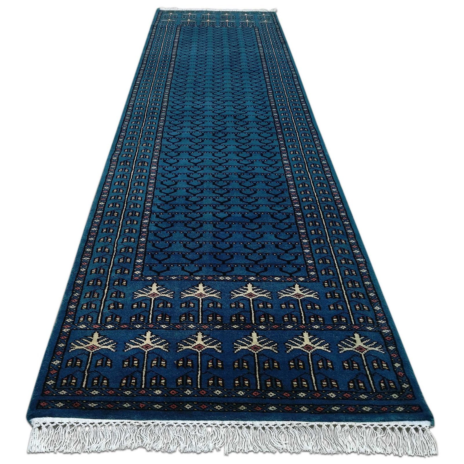 2.5x10 Feet Blue Runner Handmade Wool Carpet - Image 3
