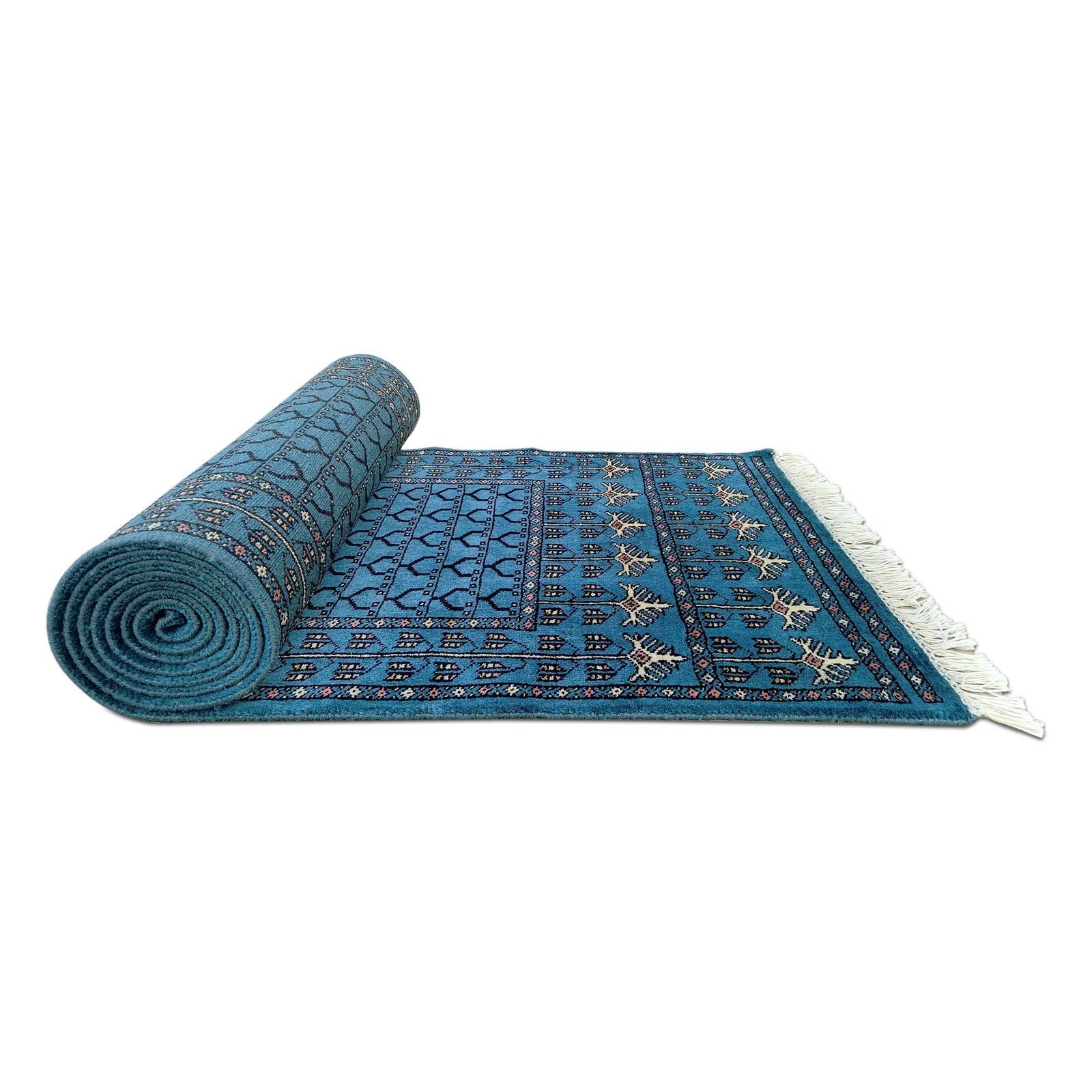 2.5x10 Feet Blue Runner Handmade Wool Carpet - Image 6