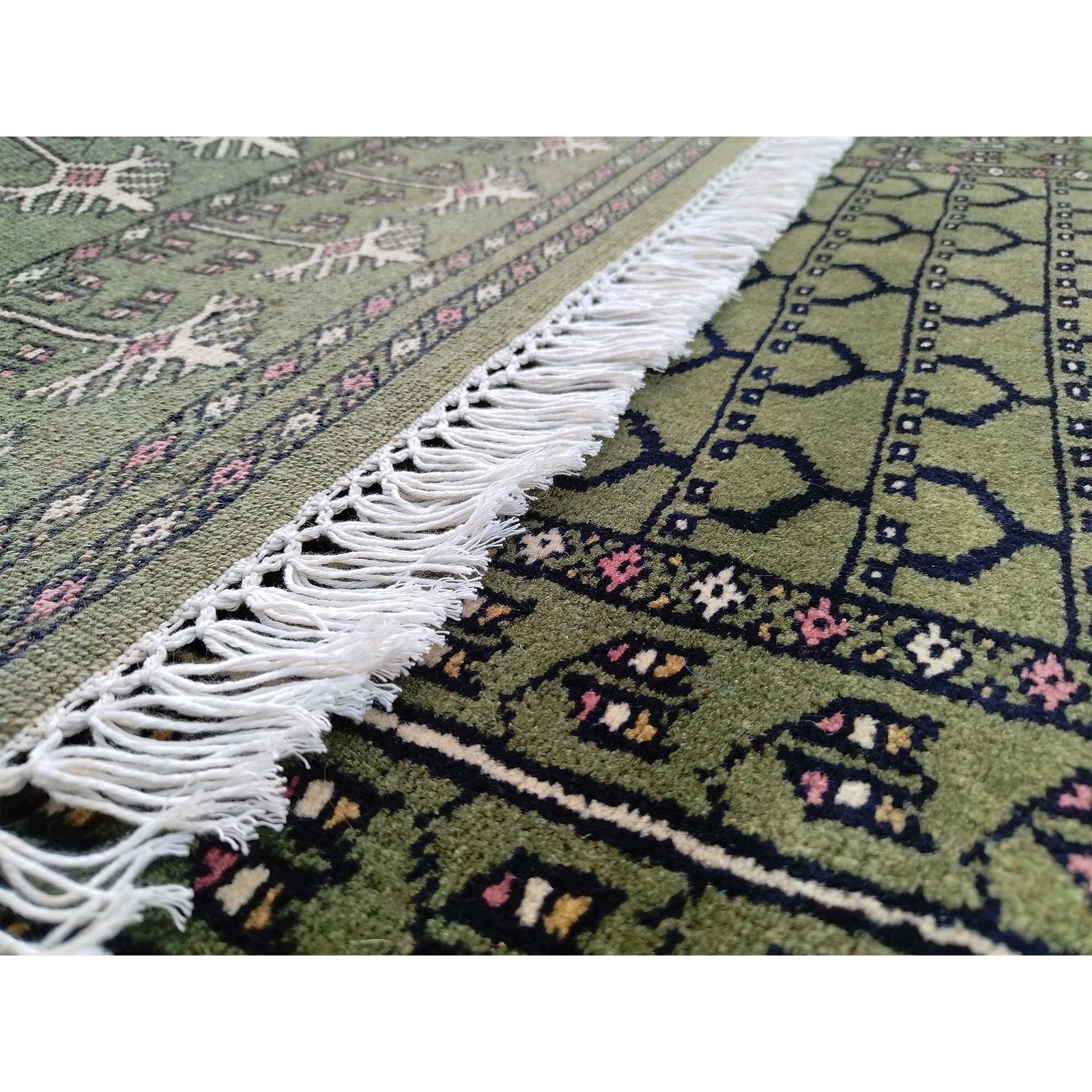2.5x10 Feet Hand Knotted wool Carpet Runner Green - Image 5