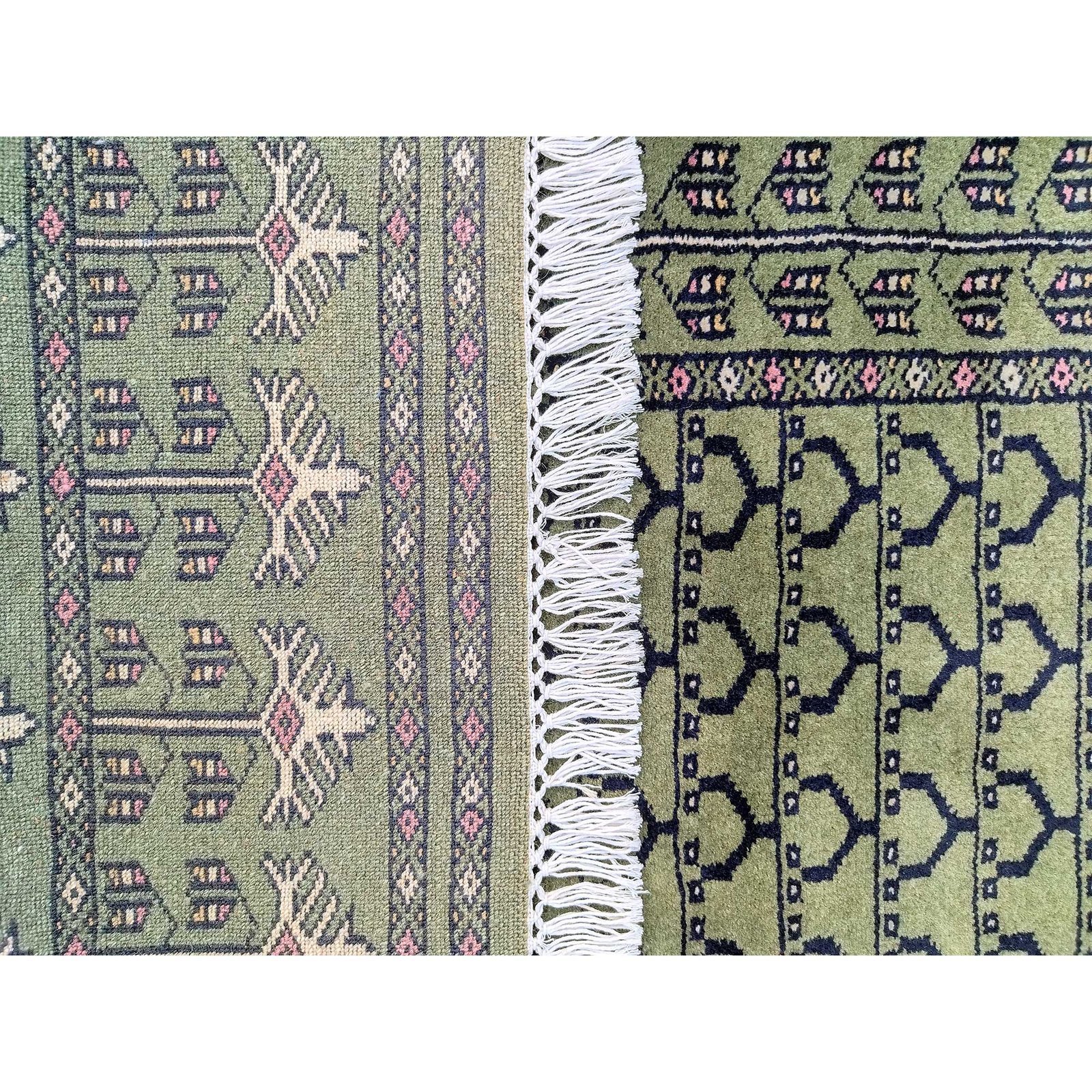 2.5x10 Feet Hand Knotted wool Carpet Runner Green - Image 6