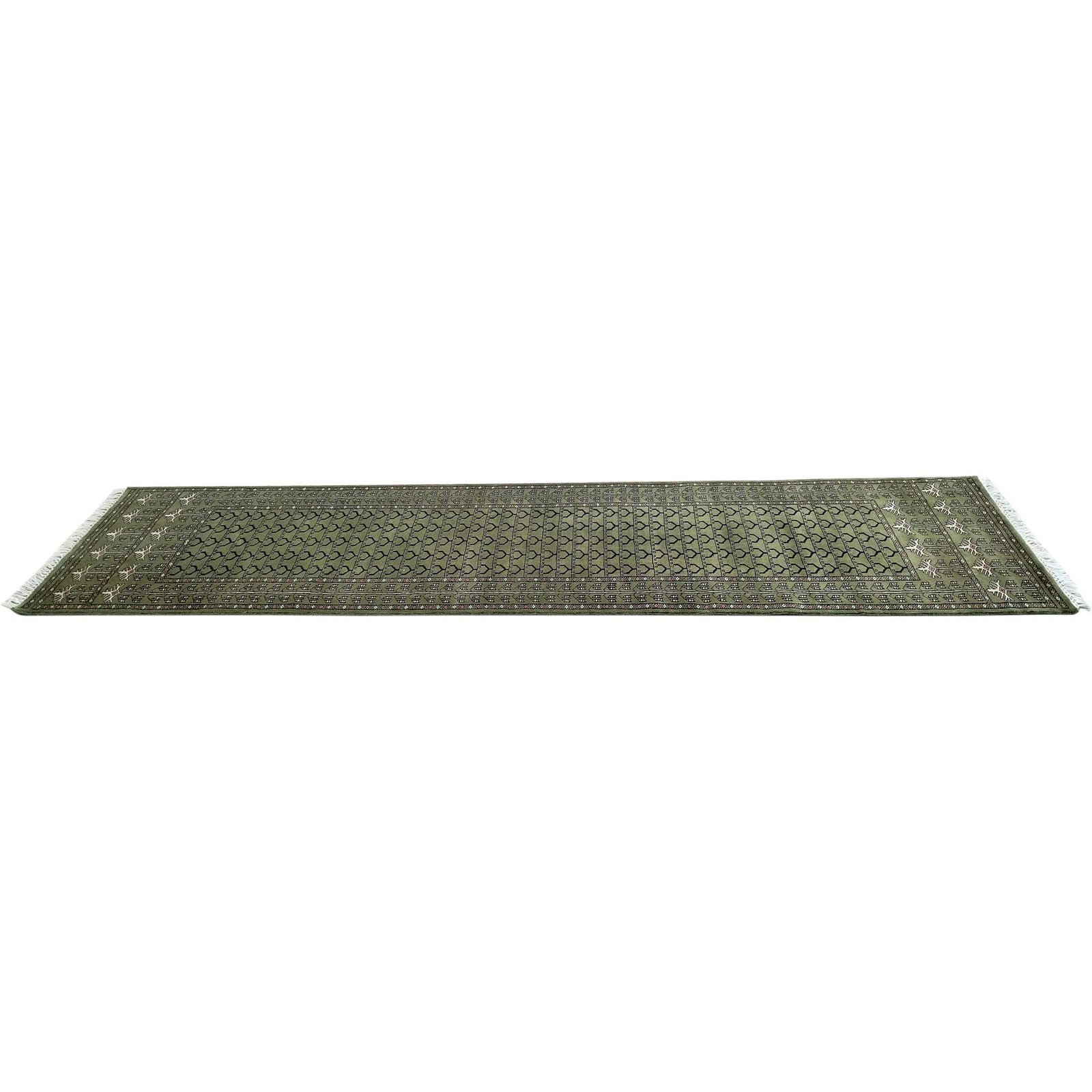 2.5x10 Feet Hand Knotted wool Carpet Runner Green - Image 7