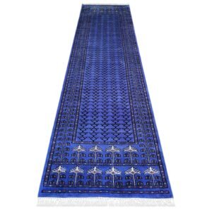 2.5x10 ft Hand Knotted Woolen Purple Runner Parda