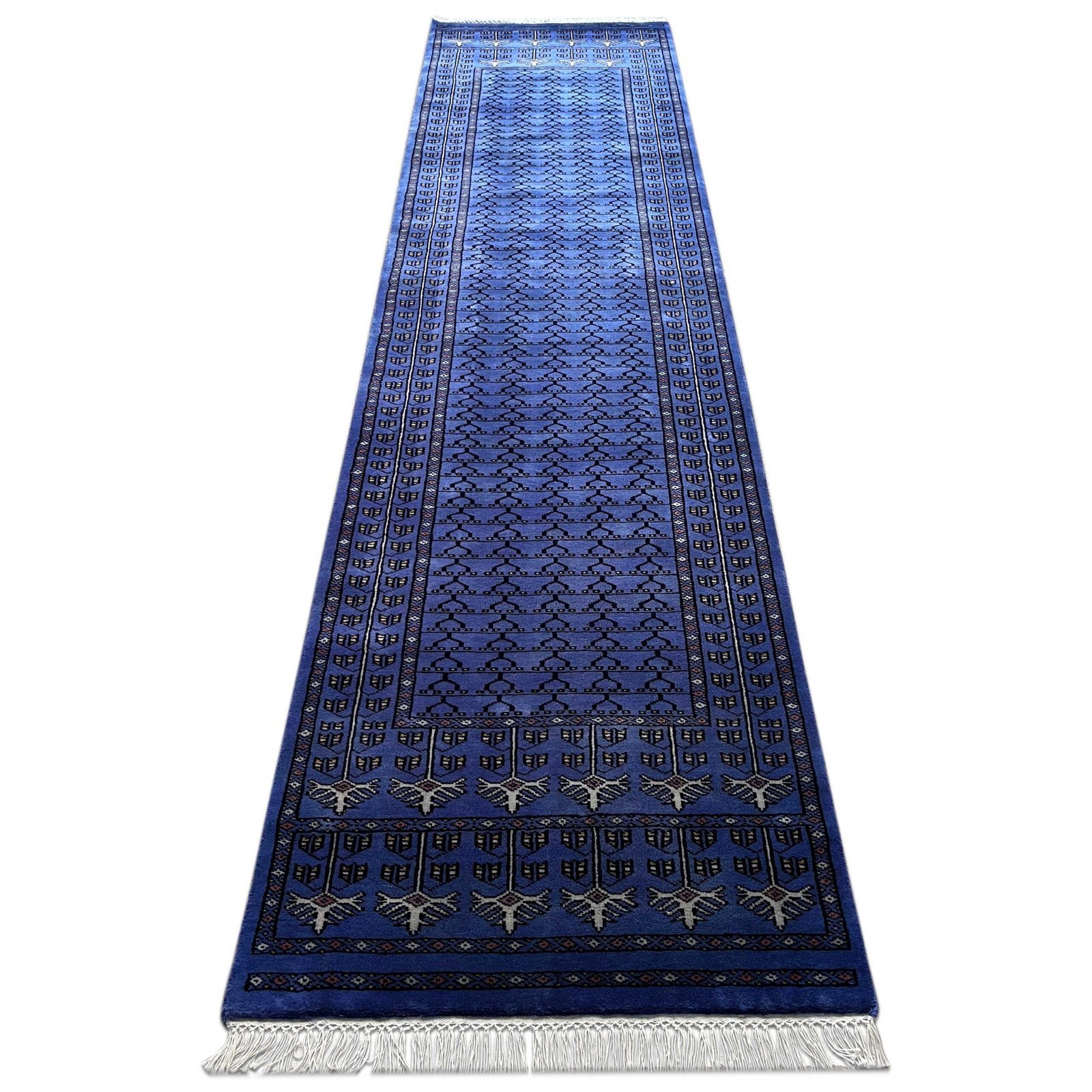 2.5x10 ft Hand Knotted Woolen Purple Runner Parda - Image 2
