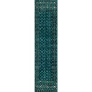 2.5x10 Feet Turquoise Runner Hand Knotted Wool Carpet