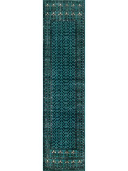 2.5x10 Feet Turquoise Runner Hand Knotted Wool Carpet